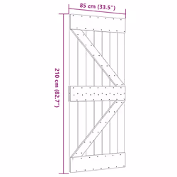 vidaXL Solid Pine Wood Door Porch Wooden Sliding Entrance Door Home Front Door - triangle, 85 x 210 cm