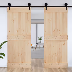 vidaXL Solid Pine Wood Door Porch Wooden Sliding Entrance Door Home Front Door - 90 x 210 cm