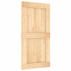 vidaXL Solid Pine Wood Door Porch Wooden Sliding Entrance Door Home Front Door - plain design, 100 x 210 cm