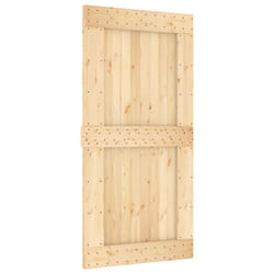 vidaXL Solid Pine Wood Door Porch Wooden Sliding Entrance Door Home Front Door - plain design, 100 x 210 cm