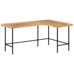 vidaXL Desk Office Desk Computer Table Corner Desk Solid Wood Mango and Iron