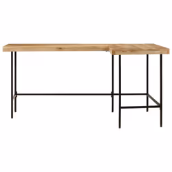 vidaXL Desk Office Desk Computer Table Corner Desk Solid Wood Mango and Iron