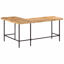 vidaXL Desk Office Desk Computer Table Corner Desk Solid Wood Mango and Iron - Additional view 4