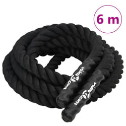 vidaXL Battle Rope Gym Exercise Rope Workout Equipment 9 kg Black Polyester - 6 m