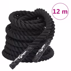 vidaXL Battle Rope Gym Exercise Rope Workout Equipment 9 kg Black Polyester - 12 m