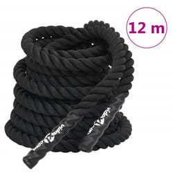 vidaXL Battle Rope Gym Exercise Rope Workout Equipment 9 kg Black Polyester - 12 m