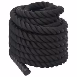 vidaXL Battle Rope Gym Exercise Rope Workout Equipment 9 kg Black Polyester - 12 m
