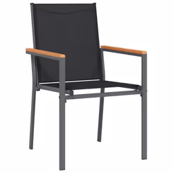 vidaXL Garden Dining Set Outdoor Table and Chairs Black Textilene and Steel - 160 cm table length/ 4 piece - Additional view 4