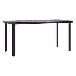 vidaXL Garden Dining Set Outdoor Table and Chairs Black Textilene and Steel - 160 cm table length/ 4 piece - Additional view 5