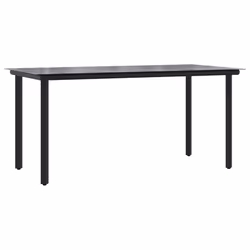 vidaXL Garden Dining Set Outdoor Table and Chairs Black Textilene and Steel - 160 cm table length/ 6 piece - Additional view 5