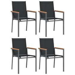 vidaXL Garden Chairs Outdoor Chair Seat Armchair Black Textilene and Steel - 4 pcs