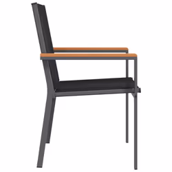 vidaXL Garden Chairs Outdoor Chair Seat Armchair Black Textilene and Steel - 4 pcs - Additional view 4