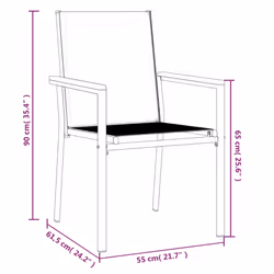 vidaXL Garden Chairs Outdoor Chair Seat Armchair Black Textilene and Steel - 6 pcs