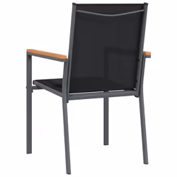 vidaXL Garden Chairs Outdoor Chair Seat Armchair Black Textilene and Steel - 6 pcs - Additional view 5