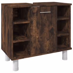 vidaXL Bathroom Furniture Set Vanity Unit Sink Unit 3 Piece Engineered Wood - smoked oak - Additional view 5