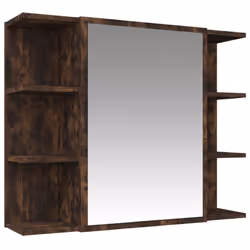 vidaXL Bathroom Cabinet Set 3 Piece Smoked Oak Engineered Wood Sink Cabinet - Additional view 4