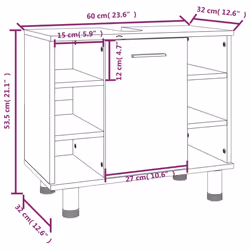 vidaXL Bathroom Cabinet Set 3 Piece Smoked Oak Engineered Wood Sink Cabinet - Additional view 9