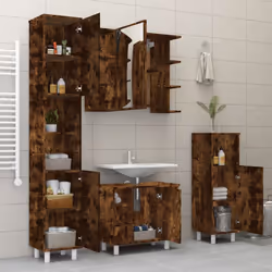 vidaXL Bathroom Cabinet Set 4 Piece Smoked Oak Engineered Wood Sink Cabinet - Additional view 2