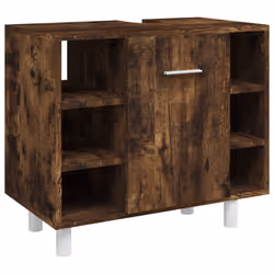 vidaXL Bathroom Cabinet Set 4 Piece Smoked Oak Engineered Wood Sink Cabinet - Additional view 7
