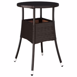 vidaXL Garden Bistro Set with Cushions Outdoor Dining Set Bar Set Poly Rattan - 3 pcs - Additional view 5
