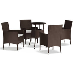 vidaXL Garden Bistro Set with Cushions Outdoor Dining Set Bar Set Poly Rattan - 5 pcs