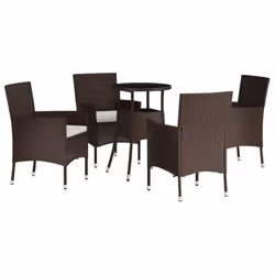 vidaXL Garden Bistro Set with Cushions Outdoor Dining Set Bar Set Poly Rattan - 5 pcs