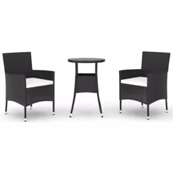 vidaXL Garden Bistro Set with Cushions Outdoor Dining Set Bar Set Poly Rattan - 3 piece