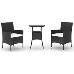 vidaXL Garden Bistro Set with Cushions Outdoor Dining Set Bar Set Poly Rattan - 3 piece