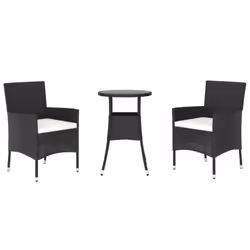 vidaXL Garden Bistro Set with Cushions Outdoor Dining Set Bar Set Poly Rattan - 3 piece