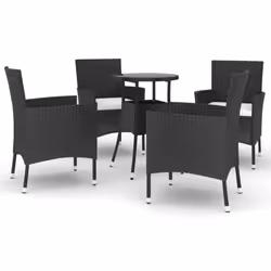 vidaXL Garden Bistro Set with Cushions Outdoor Dining Set Bar Set Poly Rattan - 5 piece
