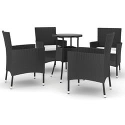 vidaXL Garden Bistro Set with Cushions Outdoor Dining Set Bar Set Poly Rattan - 5 piece
