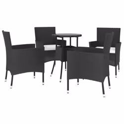 vidaXL Garden Bistro Set with Cushions Outdoor Dining Set Bar Set Poly Rattan - 5 piece