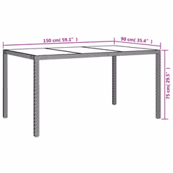vidaXL Garden Dining Set with Cushions Outdoor Dining Set Chair Poly Rattan - 150 cm table length/ 4 piece