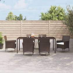 vidaXL Garden Dining Set Bistro Set with Cushions 7 Piece Brown Poly Rattan