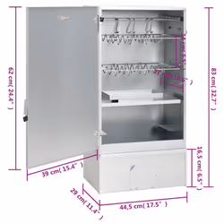 vidaXL BBQ Oven Smoker Barbeque Grill BBQ Smoker Smokehouse Galvanised Steel - without window, 44.5 x 29 x 83 cm 2 piece - Additional view 9