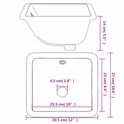 vidaXL Bathroom Sink Basin Sink Toilet Wash Basin White Rectangular Ceramic - 30.5 x 27 x 14 cm