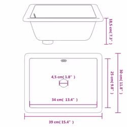 vidaXL Bathroom Sink Wash Basin Countertop Basin White Rectangular Ceramic
