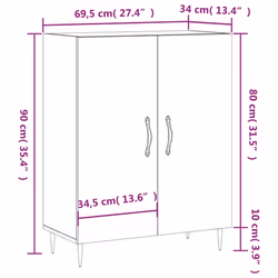 vidaXL Sideboard Storage Side Cabinet Cupboard Smoked Oak Engineered Wood