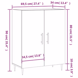 vidaXL Sideboard Storage Side Cabinet Cupboard Concrete Grey Engineered Wood - Additional view 3