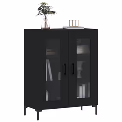 vidaXL Sideboard Storage Side Cabinet Cupboard Concrete Grey Engineered Wood - black