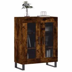 vidaXL Sideboard Storage Side Cabinet Cupboard Concrete Grey Engineered Wood - smoked oak
