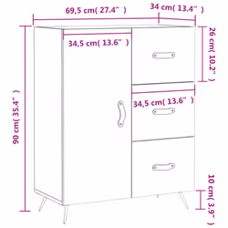 vidaXL Sideboard Storage Cabinet Cupboard Side Cabinet White Engineered Wood