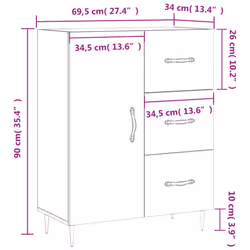 vidaXL Sideboard Storage Side Cabinet Cupboard Concrete Grey Engineered Wood