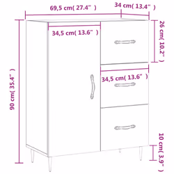 vidaXL Sideboard Storage Side Cabinet Cupboard Smoked Oak Engineered Wood