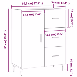 vidaXL Sideboard Storage Cabinet Cupboard Side Cabinet Black Engineered Wood - grey sonoma