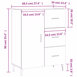 vidaXL Sideboard Storage Cabinet Cupboard Side Cabinet Black Engineered Wood - brown oak
