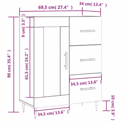 vidaXL Sideboard Storage Cabinet Side Cabinet Concrete Grey Engineered Wood - white