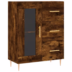 vidaXL Sideboard Storage Cabinet Side Cabinet Concrete Grey Engineered Wood - smoked oak