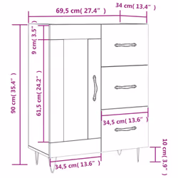 vidaXL Sideboard Storage Cabinet Side Cabinet Cupboard White Engineered Wood - concrete grey
