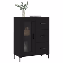 vidaXL Sideboard Storage Cabinet Side Cabinet Cupboard White Engineered Wood - black